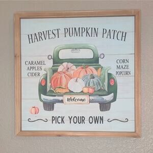Harvest Pumpkin Patch Green Farmhouse Truck Fall Wall Decor